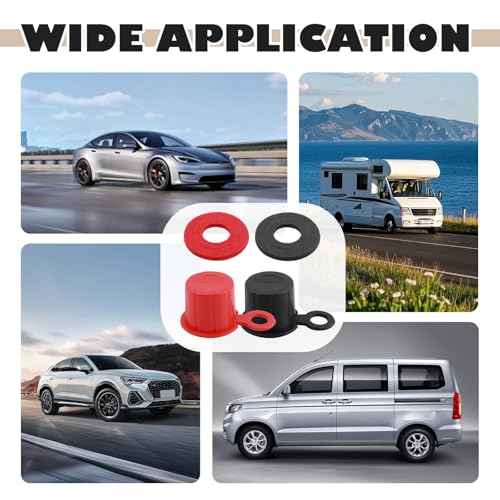 4PCS Car Battery Terminal Caps Kit,Positive/Negative Car Battery Terminal Cover Kit Includes 4PCS Felt Washer,Insulated Batteries Post Protective Cap Cars Accessories