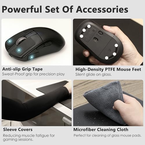 Glass Gaming Mouse Pad, Hard Mousepad for Gaming, 15.7” x 11.8” Ultra-Smooth Micro-Etched Surface Mousepad, Improved Precision & Speed, Anti-Slip Base, Black - color: Black, size: 15.7L x 11.8W inches