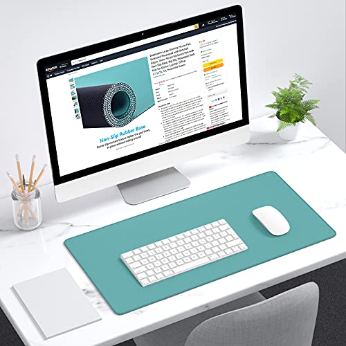 Dapesuom Large Mouse Pad, Extended Gaming Mouse Mat with Stitched Edges, Full Size Desk Mats with Non-Slip Base, Computer Big Desktop Keyboard Pad for Gamer, Laptop, Office, 23.6 x 11.8 in, Green - color: Malachite Green, size: 23.6L x 11.8W inches