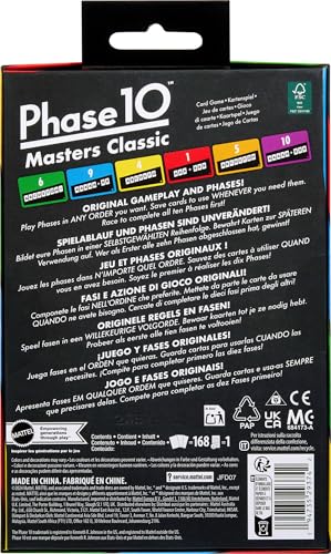 Mattel Games Phase 10 Masters Classic Card Game Including 60 Phase Target Cards that Can Be Played in Any Order for 2 to 6 Players - style: Phase 10 Masters