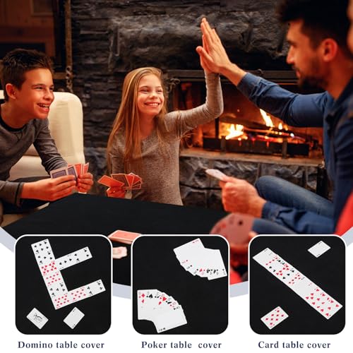Frienda Game Table Cover Felt Game Tablecover Folding Tablecloth for Card for Playing Poker Cards Mahjong Puzzles Board Games, Table Not Included (Black,34 x 34 x 4 Inch)