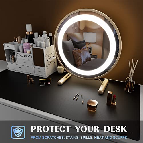K KNODEL Large Office Leather Desk Mat, Mouse and Keyboard Pad, Computer and Laptop Mat, Desktop Protector and Cover, Writing Pad and Blotter (31.5"x15.7", Black) - color: Black, size: 31.5" x 15.7"