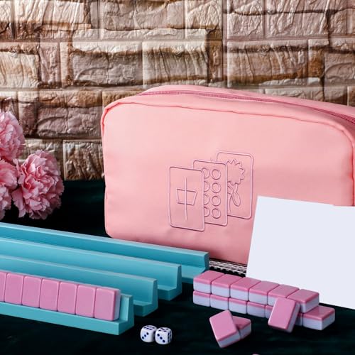 Soulchen Mini American Mahjong Tile Set Include 160 0.8 Inch Mahjong Tiles 2 Dice 4 Wooden Rulers 1 Accessory Bag 4 Beginner Rule Cards(Pastel) - style: Pastel