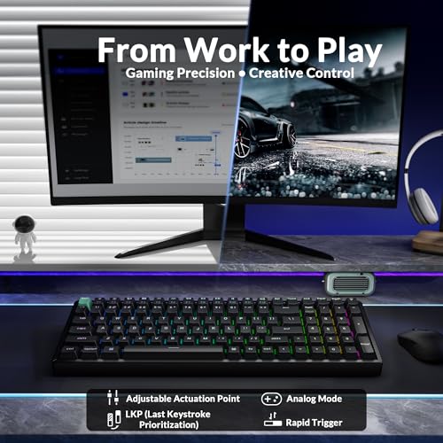 Keychron K4 HE 96% Wireless Hall Effect Keyboard with Number Pad, Rapid Trigger Magnetic Switches, QMK Launcher, 2.4GHz/Bluetooth/Wired, Mac & Windows, Aluminum Frame, Black (Shine-Through) - color: Standard Version Black
