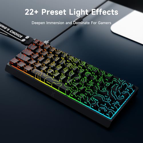 MCHOSE ACE 68 60% Mechanical Gaming Keyboard Wired Rapid Trigger Hall Effect Keyboard Magnetic Switch Adjustable Actuation 8000Hz Polling Rate Custom RGB MAC Laptop(Black Topographic TTC Dragon Lord) - color: 68-Black Dragon Lord
