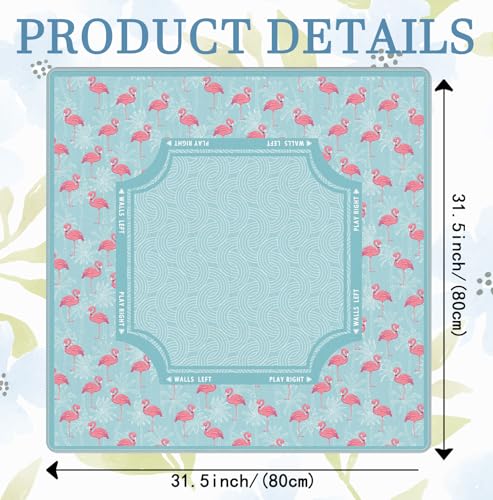 Blue Coastal Beach Flamingo Palm Leaf Mahjong Mat 31.5x31.5 Inch, Non-Slip and Noise Reduction Mah Jong Table Mat Cover Gifts for Mahjong Lovers Poker Board Games Dominoes - color: Blue Coastal Beach Flamingo