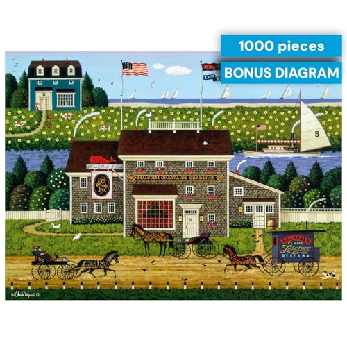 Buffalo Games - Charles Wysocki Red Whale - 1000 Piece Puzzle for Adults | Art by Charles Wysocki, Frameable Art, Made in USA, Recycled Board, Includes Poster, Challenging, intermediate to expert