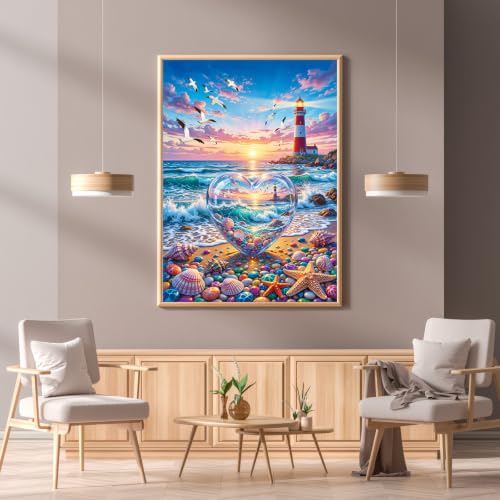 Love Pebbles Beach Puzzles for Adults 1000 Pieces | 1:1 HD Poster,Letter Markings on Back,Matte Oil,High Bite Force - color: Love Pebbles Beach