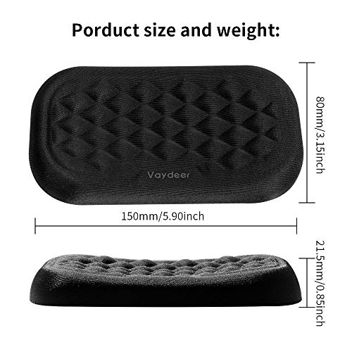 Vaydeer Mouse Wrist Rest Pad, Memory Foam Hand Rest Support Padded for Office, Computer, Laptop, Typing and Wrist Pain Relief and Repair (5.91 inch, Black) - size: Small