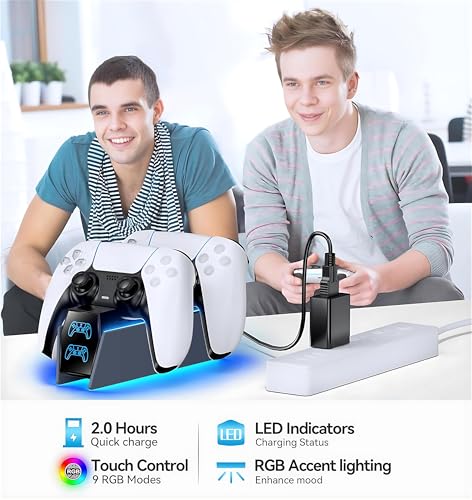 OIVO P5 Controller Charger with Fast Charging AC Adapter, P5 Controller Charging Station Stand for Play Station 5, Docking Station Replacement for PS 5 Accessories Kits, Gray - color: Gray