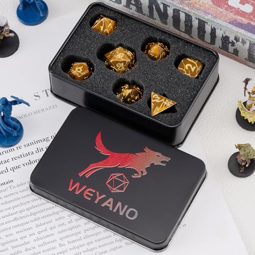 Dungeons and Dragons Dice Metal Dice Set with Gift Case, Polyhedral Dice Set for RPG D&D RPG Tabletop Games Dice Set - color: Gold