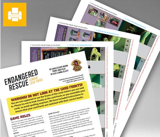 Endangered Rescue: Lemur Leaf Frog by Grand Gamers Guild | Ages 13+ | 1-4 Players | Portable Escape Room Card Game for Groups | Conservation-Themed Puzzle Adventure