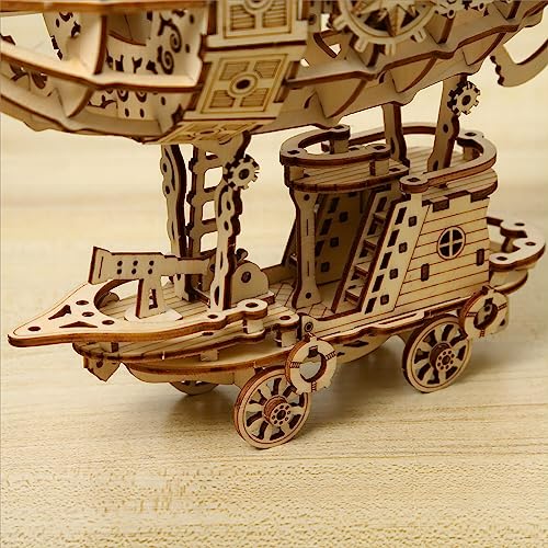 3D Wooden Puzzles Airship Model Kits, Brainteaser and Puzzle for Christmas/Birthday,Gifts for Adults and Teens to Build Combination - style: Airship