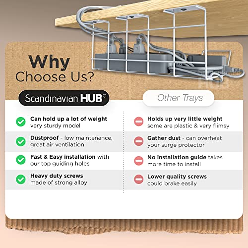 Compact Under Desk Cable Tray Organizer – Wire Management Set, White (2-Pack, 12") - color: White, size: 12in (2-Pack)