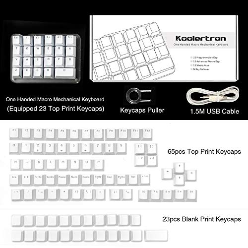 Koolertron One Handed Macro Mechanical Keyboard, Portable Mini One-Handed Mechanical Gaming Keypad 23 Fully Programmable Keys (RGB Backlit/Red switches)