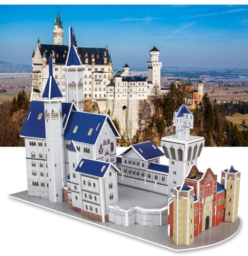 Architecture World Famous of 3D Puzzle.Build Your Own Collection of 17 Global Landmarks (Notre Dame, Colosseum) - Educational DIY Model Kit for Kids & Adults. (New Swan Stone Castle) - color: New Swan Stone Castle