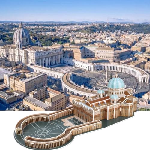 Architecture World Famous of 3D Puzzle.Build Your Own Collection of 17 Global Landmarks (Notre Dame, Colosseum) - Educational DIY Model Kit for Kids & Adults. (St. Peter's Basilica) - color: St. Peter's Basilica