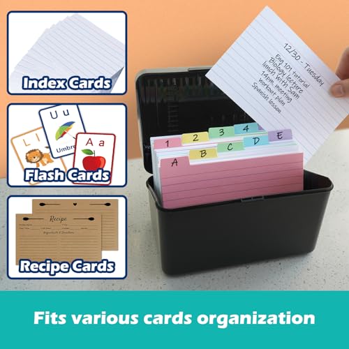Olivo 3x5 Index Card Holder Box with 100 Cards Dividers Tabs 3"x 5", Blue - color: Blue