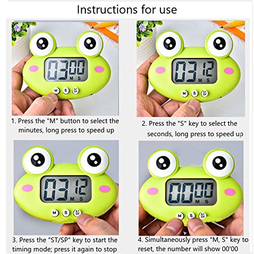 Kitchen Timer, Cute Cartoon Animal Countdown Timer, Digital Cooking with Magnetic, LCD Large-Screen Visual Clock, Hangable Alarm Clock with Stand,for Cooking Bake Sport Game (Timer-QW) - color: Timer-qw