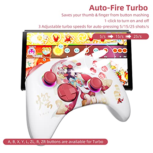 White Wireless Bluetooth Pro Controller for IOS/Android Phone, Switch/OLED/Lite, Steam Deck, PC, Multi Platform with RGB Light, Programmable Back Buttons, Headphone Jack, Anime Girl Touro - color: Red