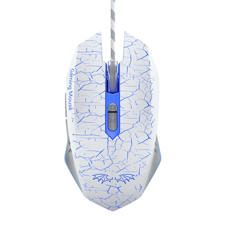 Wired RGB Gaming Mouse, 3200 DPI 4 Adjustable Levels Optical Ergonomic Mouse with Anti-Slip Grip, 6 Buttons, Breathing Light, Plug & Play for PC Laptop Office Gaming (White) - color: White