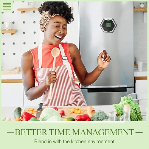 Hexagon Flip Timer, Kitchen Timer for Cooking, Various Time Presets, LCD Digital Display, Magnetic Suction, Mute Alarm Modes, Practical Gift Ideal for Study, Office, Gym, Kitchen, etc. (Black)