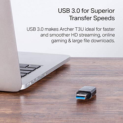 TP-Link AC1300 USB WiFi Adapter(Archer T3U)- 2.4G/5G Dual Band Wireless Network Adapter for PC Desktop, MU-MIMO WiFi Dongle, USB 3.0, Supports Windows 11, 10, 8.1, 8, 7, XP/Mac OS X 10.9-10.14 - style: AC1300