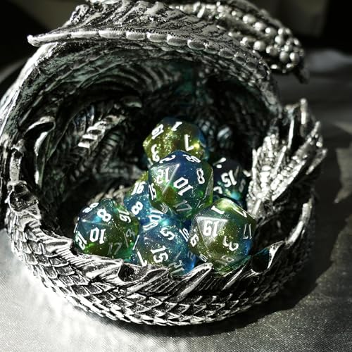 10PCs D20 Polyhedral Dice Set 22mm for DND RPG MTG Dungeons and Dragons Dice (Blue + Curry) - color: Blue + Curry