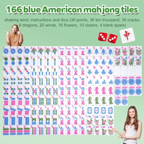 1.2-inch Premium American Mahjong Tile Set. Made of Durable and Sturdy Melamine. Perfect for Multiplayer Games, on-the-go Gaming, and Playing with Family and Friends. (Green) - color: Green