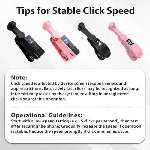 Aylthyo Auto Clicker for Smart Phone, Phone Screen Device Speed Clicker for iPhone iPad Apps, Fast Click Simulation Finger Continuous Click for Tiktok, Live Broadcasts Likes, Lightning Deal, Reward Task, Plug and Play (Pink) - size: PINK-1 PC