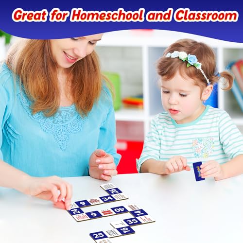 Kasfalci Multiplication Dominoes Set,Math Manipulatives Games for Kids,Counting Toy,Learning Games,Preschool Learning Activities,Homeschool Supplies,Kindergarten Classroom Must Haves,1st 2nd 3rd Grade - style: Multiplication