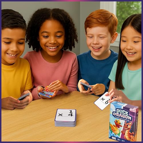 Ducks vs Dragons Multiplication Game - Math Games for Kids 8-12 - Fun Card Game for Learning Times Tables 0-12 - Math Facts Games for 3rd 4th 5th Grade