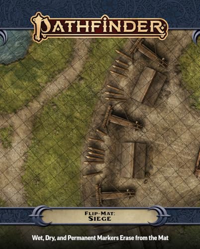 Pathfinder Flip-Mat: Siege - Double-Sided Battle Map 24"x 30" - Before & After Siege Gaming Mat for RPG Tabletop Games - Wet/Dry Erase Compatible