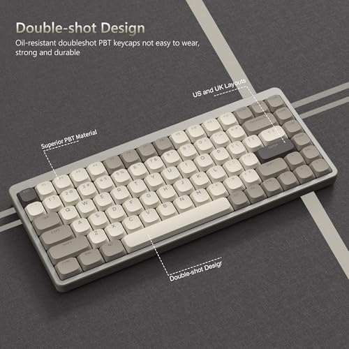 Womier Low Profile Keycaps - Shine Through PBT Keycaps | 60 65 75 100 Percent, Mechanical Keyboard Keycaps for Cherry Gateron MX Switches Keyboard - Khaki Grey - color: Brown