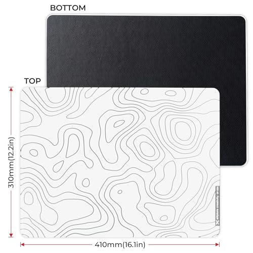 XVX White Topograph Glass Mousepad 4.0, Hard Mouse Pad for Gaming,Ultra-Smooth Micro-Etched Surface Mouse Mat with Non-Slip Rubber Base(410mm*310mm) - color: White(Topograph)