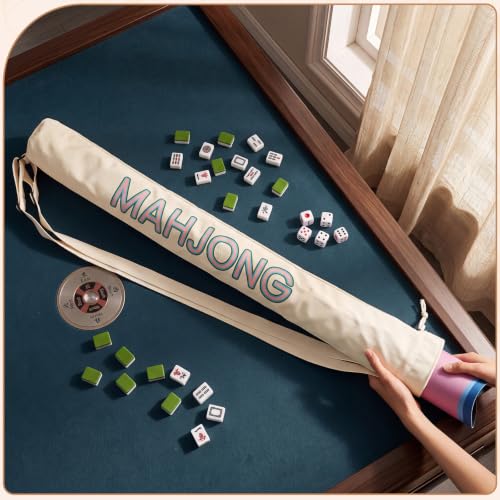 35 Inch Long Mahjong Mat Bag Waterproof Mahjong Mat Storage Carrying Bag Double Strapped Polyester Drawstring Lightweight Holder for Board Games Storage-mat Not Included(White) - color: White