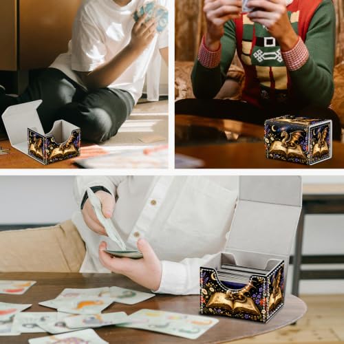 Magnetic Closure TCG Deck Box Portable Card Holder Trading Card Deck Box | PU Leather Collectible Card Case Game Trading Card Deck Box Storage Scratch Resistant Lining, Dragon Magic Book Wildflower - color: Dragon Magic Book Wildflower