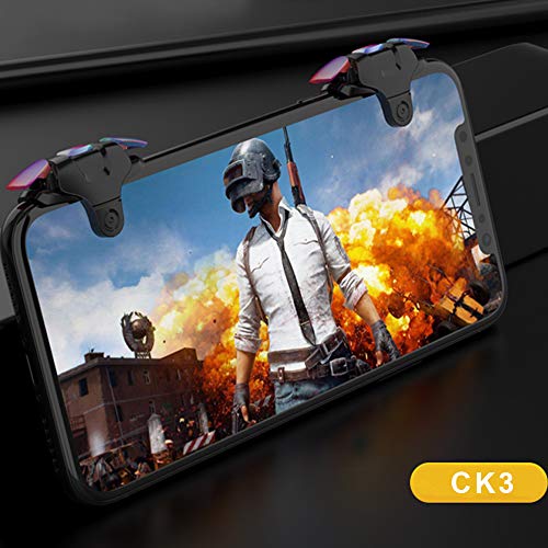 GOFOYO CK3 Mobile Triggers,Mobile Game Controller, Game Trigger for PUBG/Free Fire/Call of Duty,Shooter Sensitive Controller Joysticks Trigger for iPhone&Android Phone (CK3 with 3 pair Finger Sleeves) - color: CK3 with 3 pair Finger Sleeves