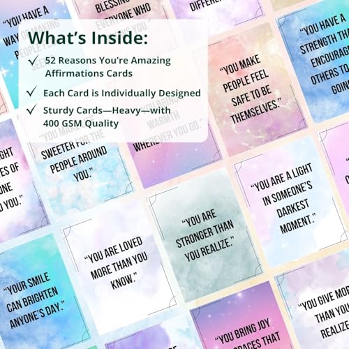 Isaac Liev Affirmation Cards for Women, Men & Teens – 52 Uplifting Positive Quotes & Inspirational Messages - style: Amazing Affirmation