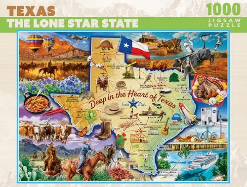 MasterPieces 1000 Piece Jigsaw Puzzle for Adults, Family, Or Youth - Texas The Lone Star State - 19.25"x26.75" - style: Texas