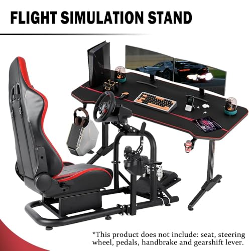 Supllueer Racing Simulator Cockpit Upright Stable Fit for Logitech G27 G29 G920 G923,for Thrustmaster T300RS F458 T500R,for Fanatec, 50mm Round Tube Racing Wheel Stand without Wheel Pedal Shifter Seat