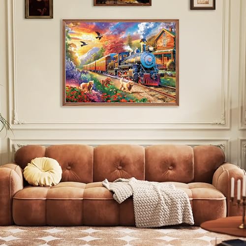 500 Piece Puzzles for Adults, Jigsaw Puzzles 500 Pieces, Dogs Puzzle 500 Pieces for Adults, Train Jigsaw Puzzle Funny Challenging, Great Gift for Family Friends, 21 x 15 in - style: Train Puzzle