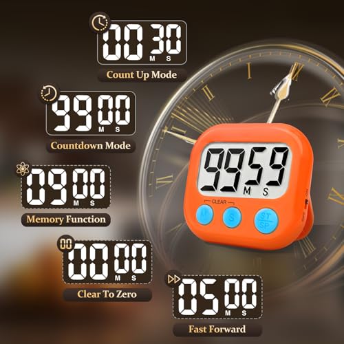 6 Pack Digital Kitchen Timer Small Classroom Timers for Kids Teachers (Orange&Green) - color: Orange&green
