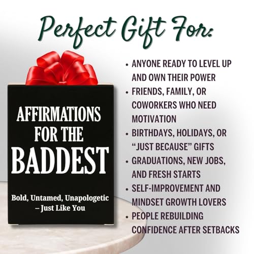 Isaac Liev Affirmation Cards for Women & Men – 50 Baddass Positive Motivational Inspirational Deck Quotes – Mindset- Cool Gifts for Him & Her, Best Friend, Coworkers, Office & Birthday - style: Baddest Affirmation