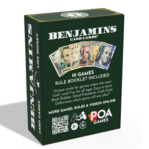Benjamins Cash Cards – Money-Themed Card Games for Teens, Families & Adults. Fast-Paced Card Games for Parties, Travel and Game Night Where the Most “Cash” wins.