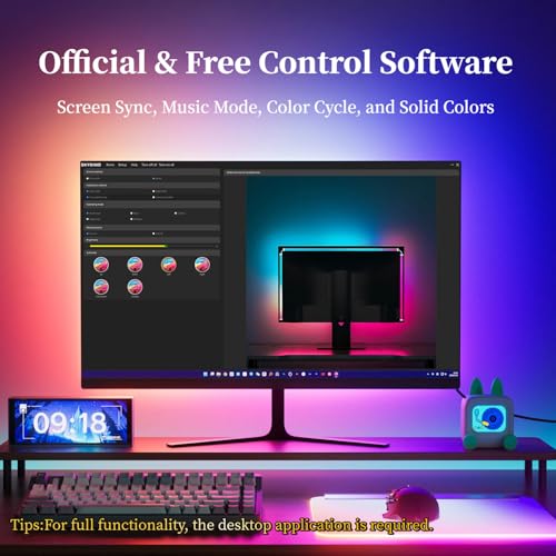 Upgraded 32-Inch Monitor Backlight, Unibody LED Strip with 45° Upward Glow & Dual USB Power, Smart Ambient PC Lighting with Screen Sync - color: For 32 inch PC