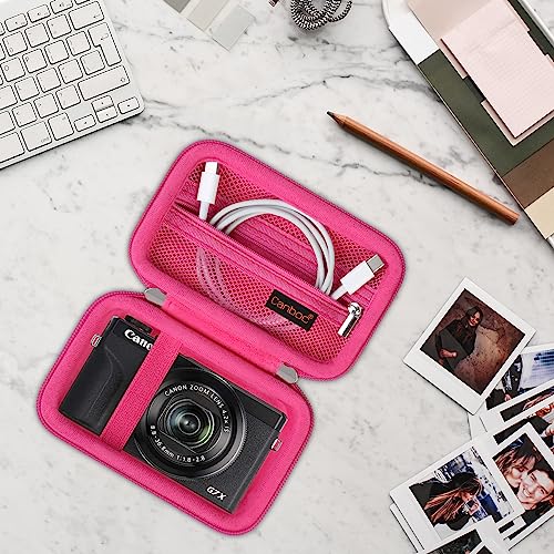 Canboc Camera Case for Canon PowerShot G7 X Mark III/ G7X Mark II Digital 4K Vlogging Camera, Point and Shoot 4K Video Camera Bag, Zipper Mesh Pocket fits USB Cable, Batteries, Rosered - color: Rosered