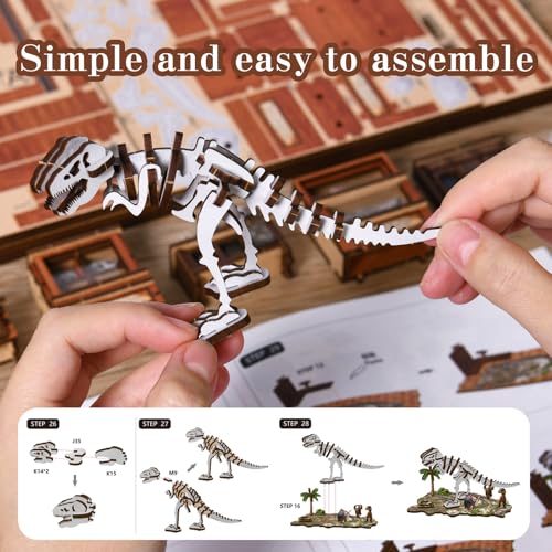 DIY Book Nook Kit, 3D Wooden Puzzle for Adults, Miniature House Kit with Touch LED Light, Gothic Bookshelf Insert Decor, Creative Hobby Gift for Fantasy Lovers - style: Fossil Museum