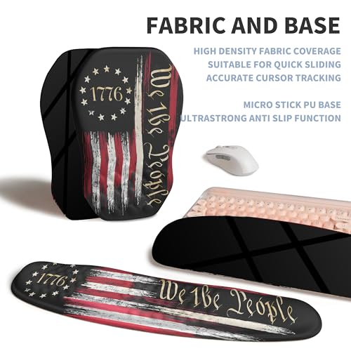 2-in-1 Ergonomic Set, Wave Keyboard Wrist Rest and Massage Slope Mouse Pad Wrist Support, Rebound Memory Foam for Relieve Carpal Tunnel Syndrome and Wrist Pain (Flag) - color: Flag