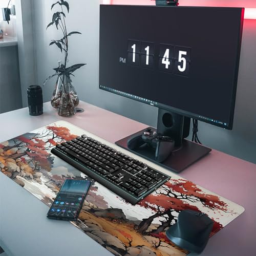 Cherry Blossom XL Mouse Pad,Large Mouse Pad Gaming 31.5 x 11.8 in Mouse Mat Desk Pad,Extended Keyboard Mousepad Large Desk Mat with Non-Slip Rubber Base and Stitched Edge for Home Office - color: Cherry Blossom2